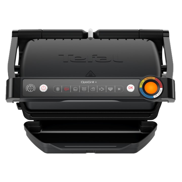 Gratar electric Tefal OptiGrill+ GC717810, 2000W, 6 programe de gatire automate, indicator gatire, placi detasabile cu invelis antiaderent, negru