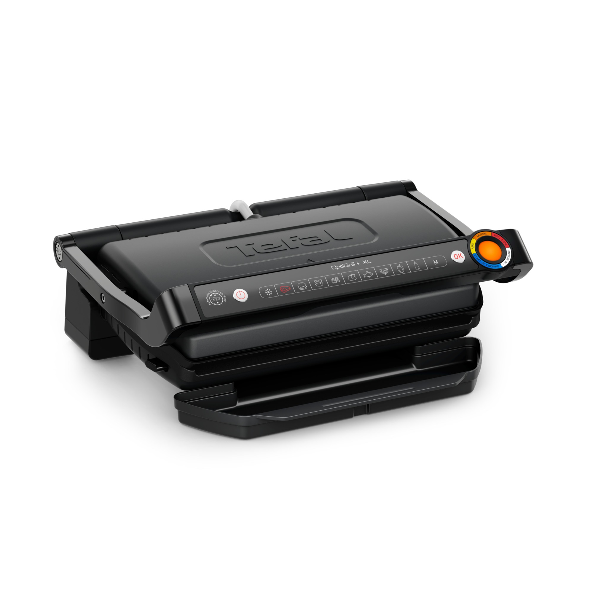 Gratar electric Tefal OptiGrill+ XL GC727810, 2000W, 9 programe de gatire automate, indicator gatire, placi detasabile cu invelis antiaderent, negru