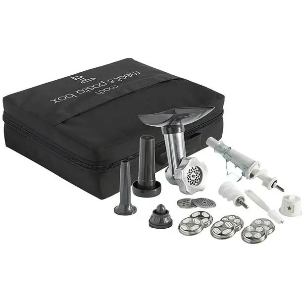 Set 5 accesorii Tefal Meat & Pasta XF651038 pentru robotul de bucatarie Tefal i-Coach QB950xxx, pentru tocat carnea, preparare de Kebbe si carnati, coulis, paste si biscuiti