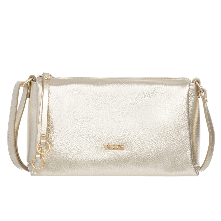 Női táska, Vezze, Bőr, Zsebekkel, Arany