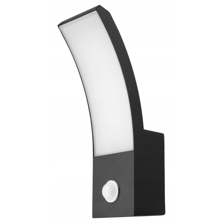 Lampa de exterior, lampa de fatada, gradina, grad de protectie IP44, rezistenta la intemperii, putere 10W, culoare lumina neutra, negru, senzor de miscare PIR