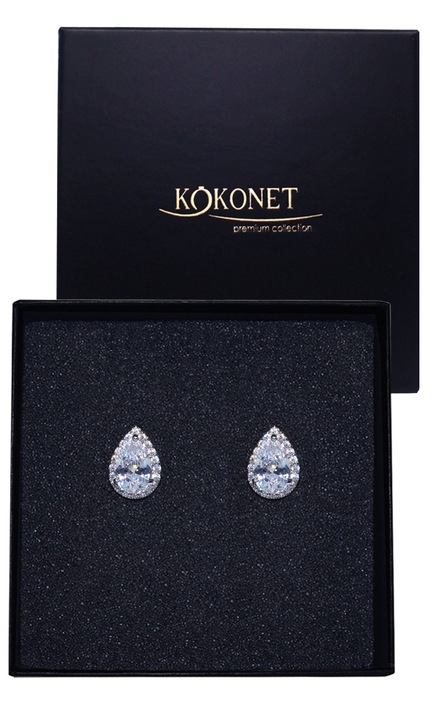 Cercei de dama KOKONET DROP, clip, argintiu, aliaj, 1.5x1.2cm