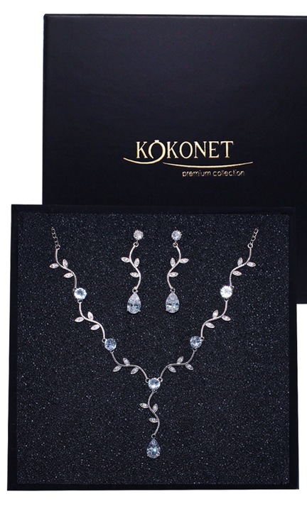 Set bijuterii dama KOKONET, argintiu, hipoalergenic, 45+6cm, 4x0,9cm