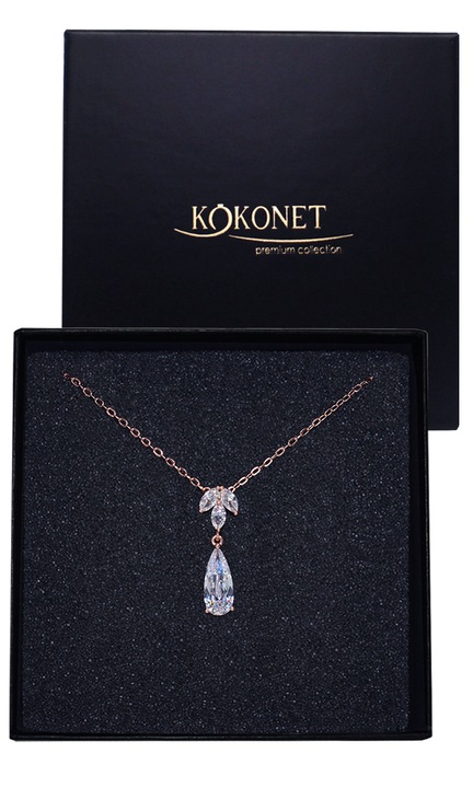 Colier de mireasa KOKONET ROSIE, cristal rose gold, 42x0,5x2,5x0,8cm