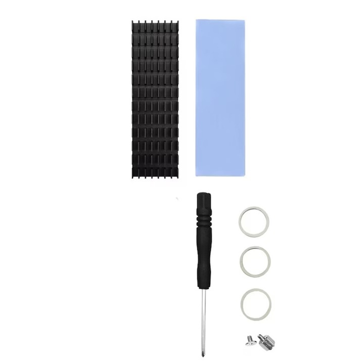 Cooler Pasiv, pentru SSD M2, Rqiurpn, 70mm, Corp din aluminiu, Banda transfer termic inclusa, Negru