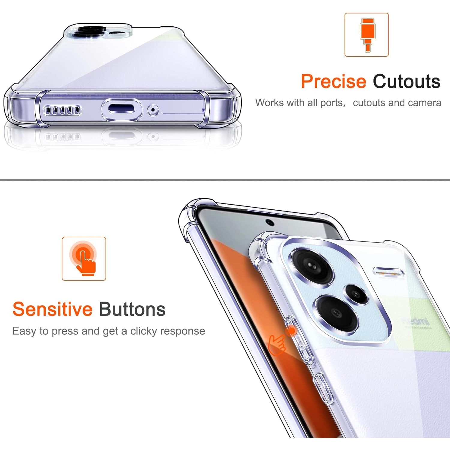 Husa protectie Mat-Tech compatibila cu Xiaomi Redmi Note 13 Pro Plus 5G, Protectie Camera, Colturi anti-soc, Decupaje Precise, Rezistenta la impact, Margini ridicate pentru protectia ecranului, Transparenta