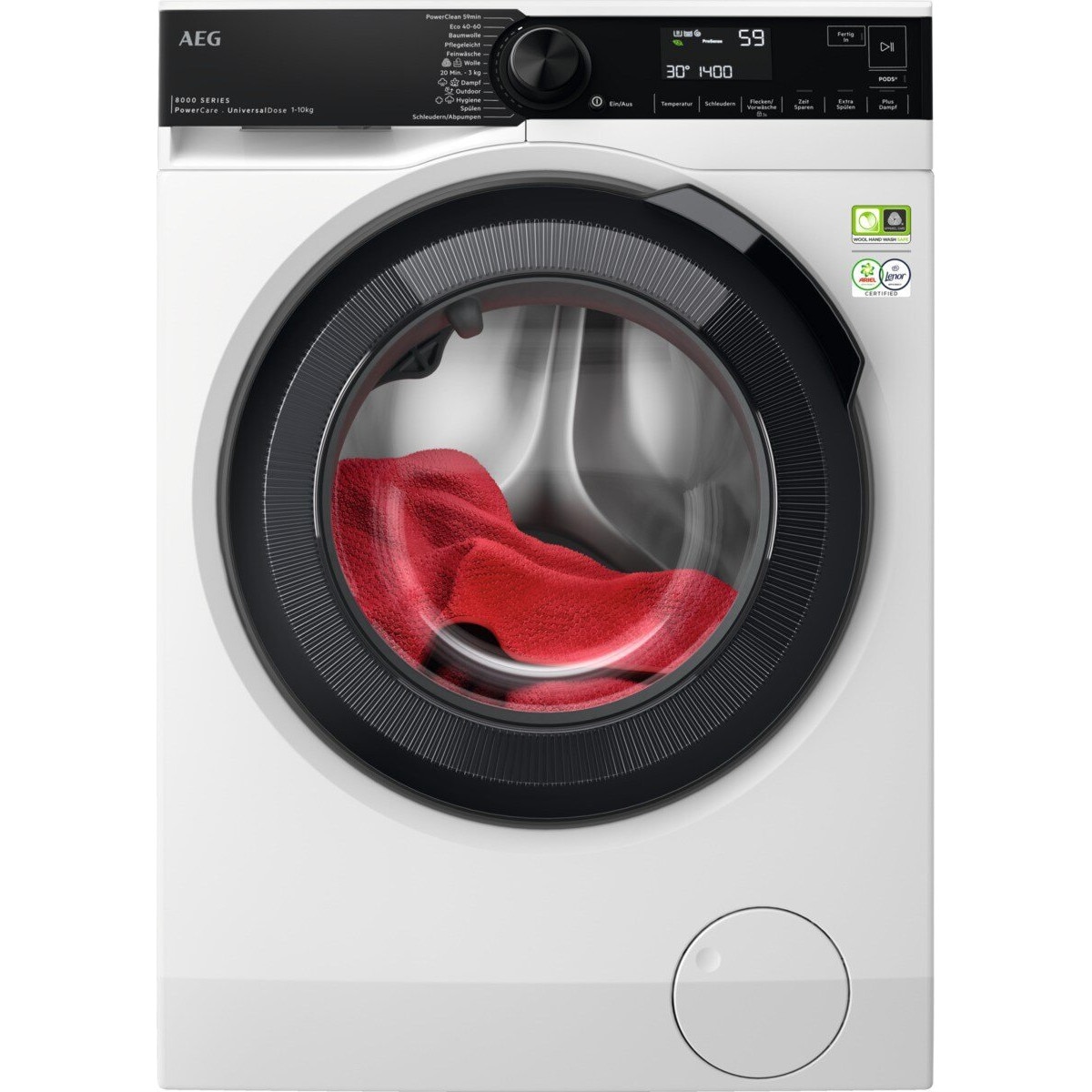 Masina De Spalat Rufe Frontala AEG LR8A75600, Clasa A, ÖKOInverte, ProSteam, 10 Kg, 1600 Rpm, Alb