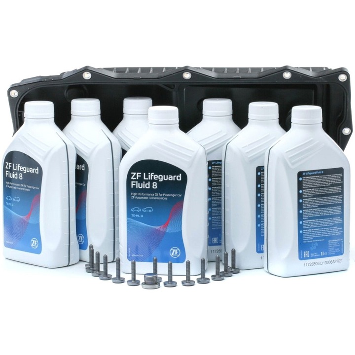 Kit complet revizie cutie automata 8 viteze ZF Lifeguard Fluid 8, cu 7L de ulei, pentru BMW diesel/benzina 1 F20 F21 3 F30 F31 4 F32 F36 5 F10 F11 X1 F48 X3 F25 X4 F26 X5 F15 X6 F16