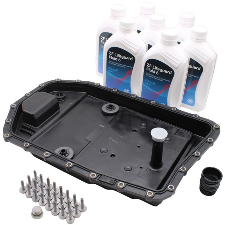 Kit complet revizie cutie automata 6 viteze ZF Lifeguard Fluid 6, cu 7L de ulei, pentru BMW 2.0 diesel/benzina 3 E90 E91 E92 E93 5 E60 E61 X1 E84 1 E87 E88 E81 E82