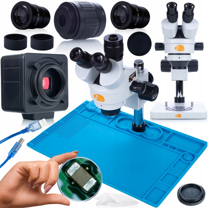Set microscop Mercury Pro MSMP-T-PS1 + Camera Crux PRO KMCP-HDMI-USB 5mp seria Plantes PRO + Covoras din silicon (baza cu baza de fier) 480x320mm