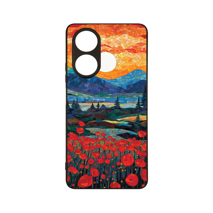 Husa BestCase® MaxSafe, Compatibila Cu OPPO A58 4G, Poppies in Sunset, HD Colors, Anti-soc, Protectie Camera, Margini ridicate pentru protectia ecranului, G 1274