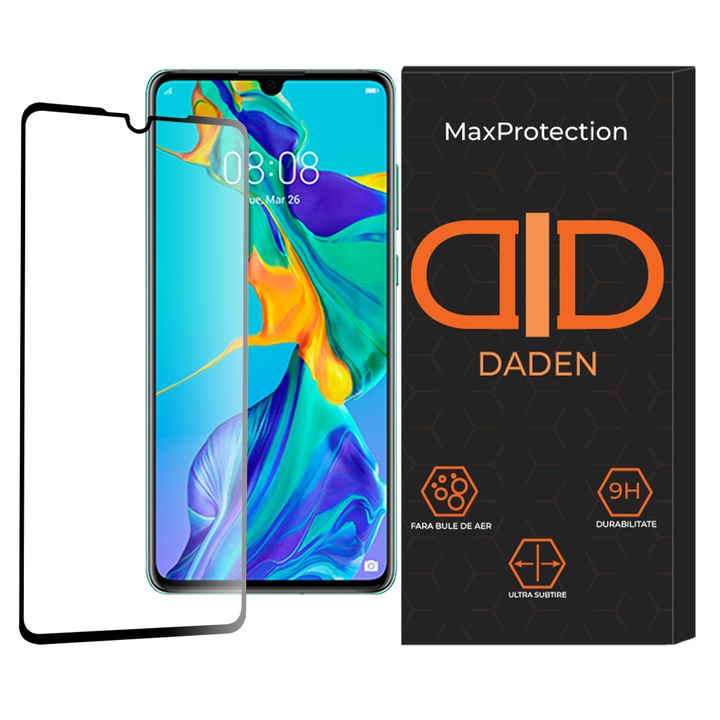 Folie Sticla pentru Huawei P30 Daden MaxProtection, Full Cover, Protectie Profesionala, Ultra Rezistenta, Calitate Premium