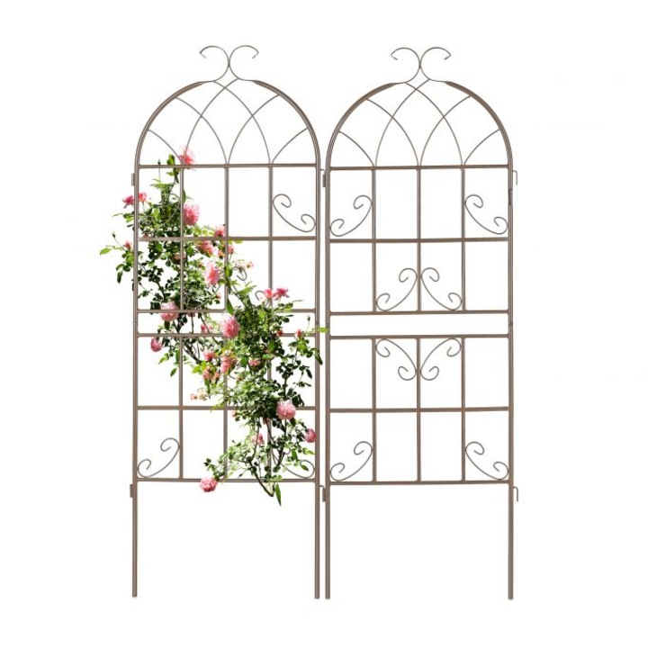 Set 2 arcade metalice de gradina, Relaxdays, bronz, 150 cm