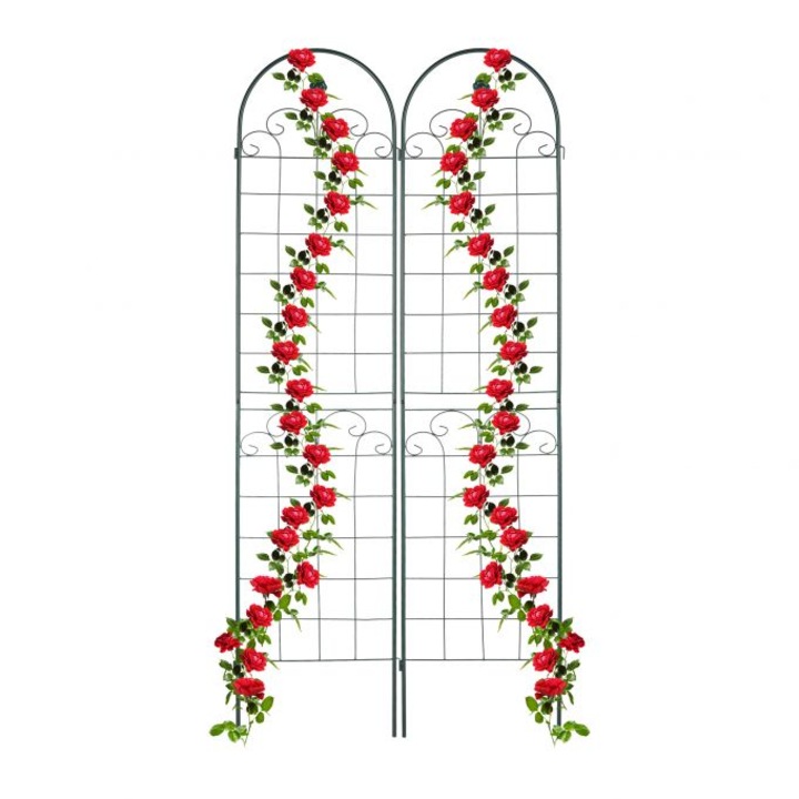 Set 2 arcade metalice de gradina, Relaxdays, verde, 220 cm