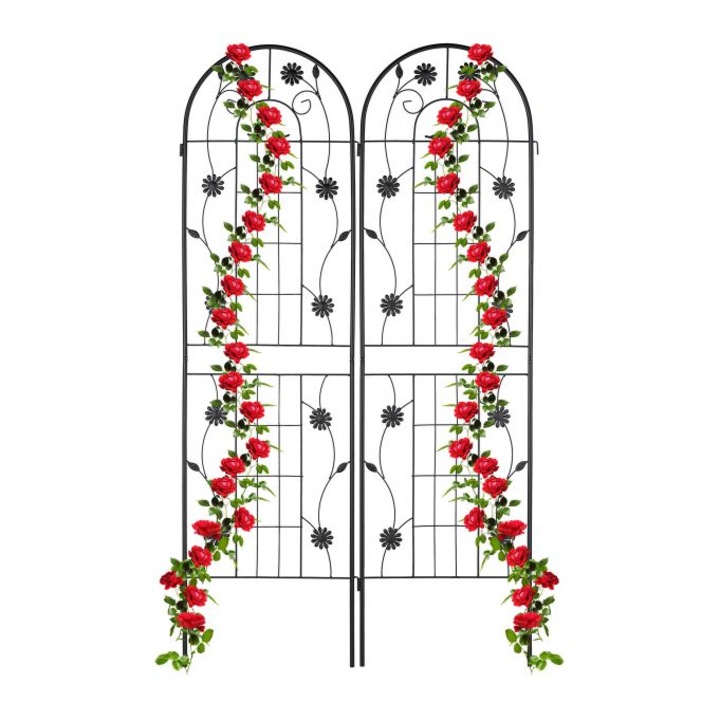 Set 2 arcade metalice de gradina, Relaxdays, negru, dimensiuni 180 x 50 cm