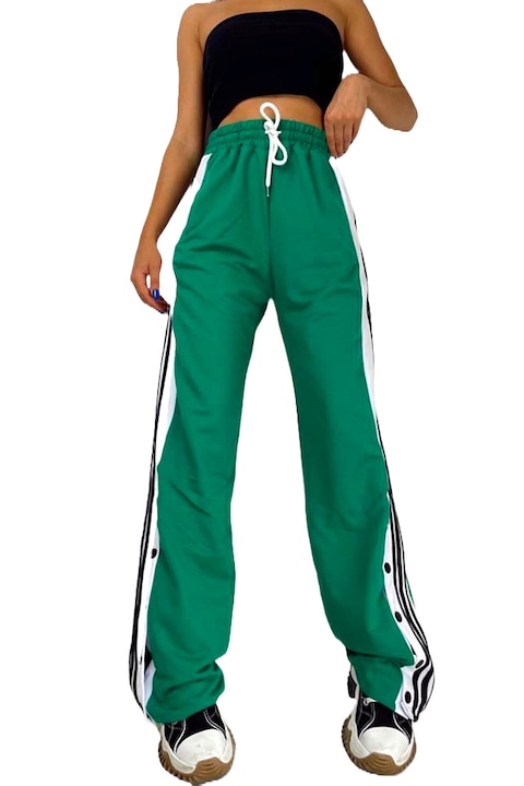 Баскетболен спортен панталон, със странични закопчалки и джобове, Зелен