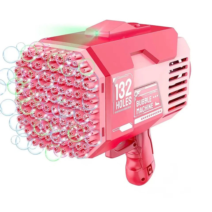 Interaktív játék buborékgép, buborékgép világítással, elemmel működtethető, 24 x 21 x 12, 5 cm, rózsaszínű