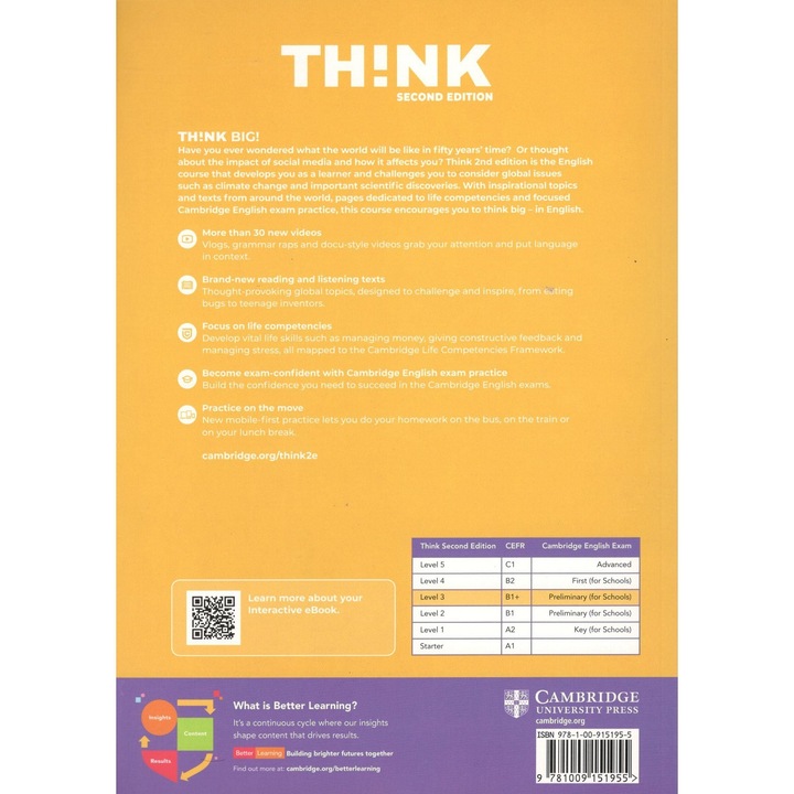 Think 2nd Ed Level 3 Student’s Book with Interactive audio video on Cambridge One ; Herbert Puchta