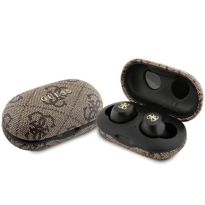 Guess 4G vezeték nélküli fejhallgató, Bluetooth 5.3, IPX5, barna, töltőállomással