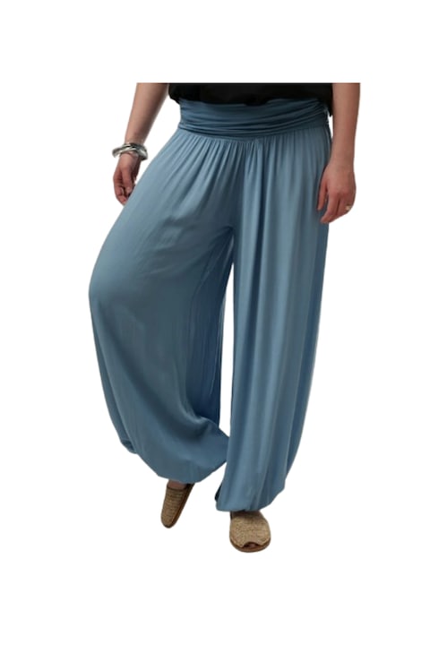Спасителен панталон с права талия, памук, синьо избелено, един размер INTL
