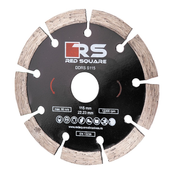 Disc diamantat segmentat pentru debitare beton, Seda-Red Square, 125 x 22.23 x 2 mm