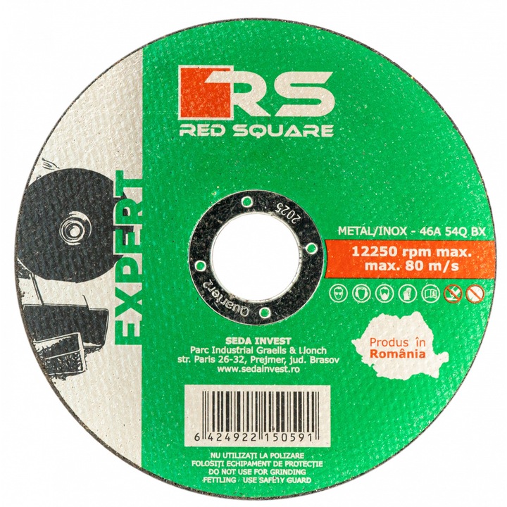 Disc plan pentru debitare metal/inox, Red Square Expert, 230 x 22.23 x 1.9 mm