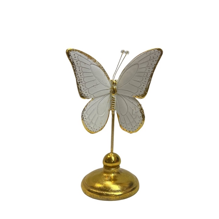 Statueta fluturas, rasina 20x12x9 cm auriu-alb