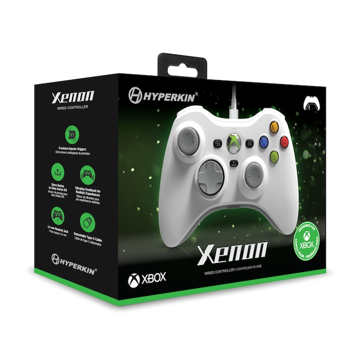 Hyperkin Xenon M01368-WH Xbox Series, One/Windows 11, 10 fehér Xbox liszenszelt vezetékes kontroller
