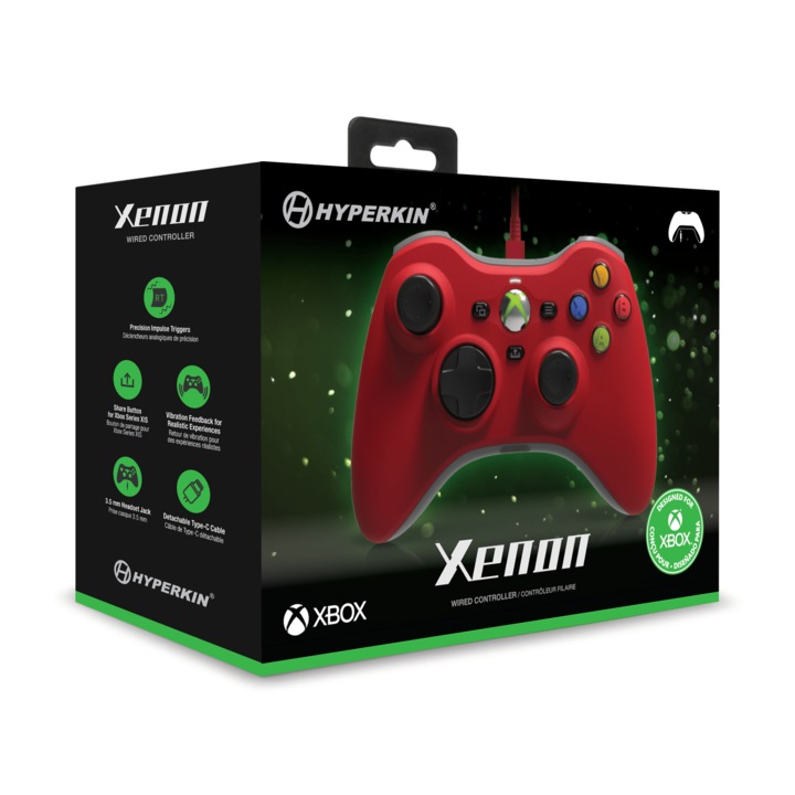 Hyperkin Xenon M01368-RD Xbox Series, One/Windows 11, 10 piros Xbox liszenszelt vezetékes kontroller