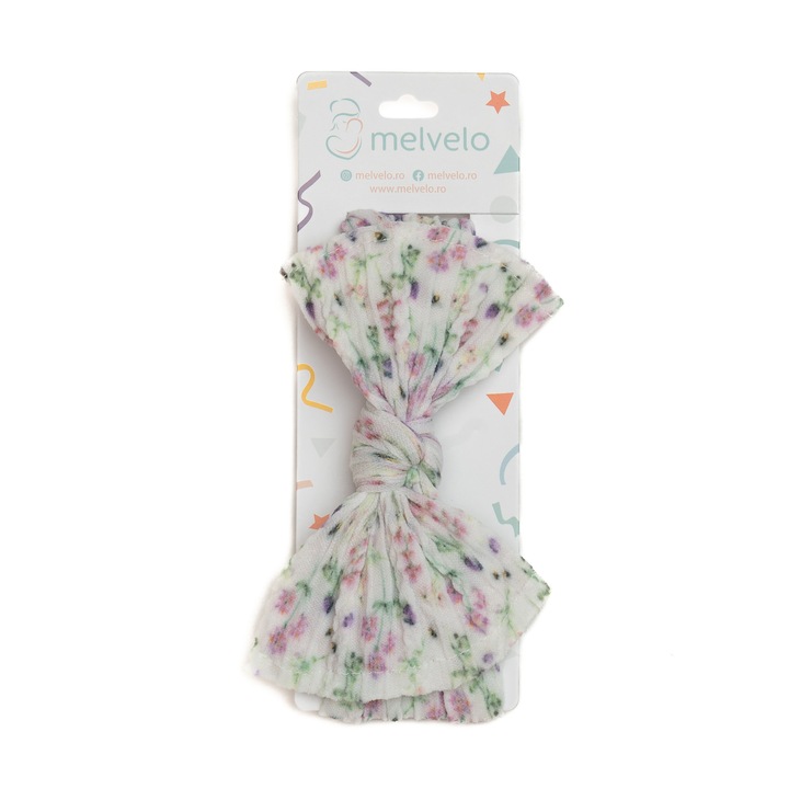 Bentita lata, bebe, funda cu nod, spandex, Melvelo, Flower - White, 0-4 ani