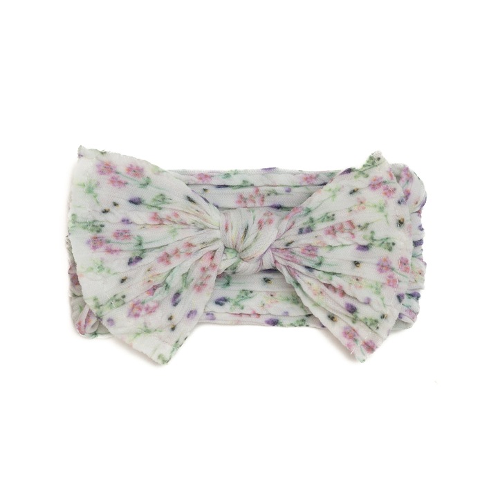 Bentita lata, bebe, funda cu nod, spandex, Melvelo, Flower - White, 0-4 ani