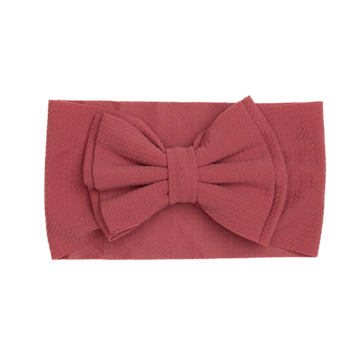 Bentita lata, bebe, cu funda dubla, poliester, Melvelo, Rice - Scarlet, 0-4 ani