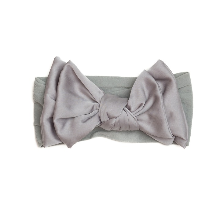 Bentita lata, bebe, funda dubla cu nod, poliester, Melvelo, Silk - Gray, 0-6 ani