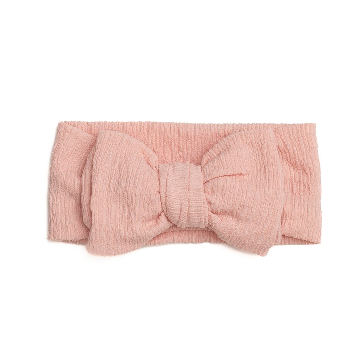 Bentita bebe, lata cu funda, bumbac, Melvelo, Dusk - Peach, 0-2 ani