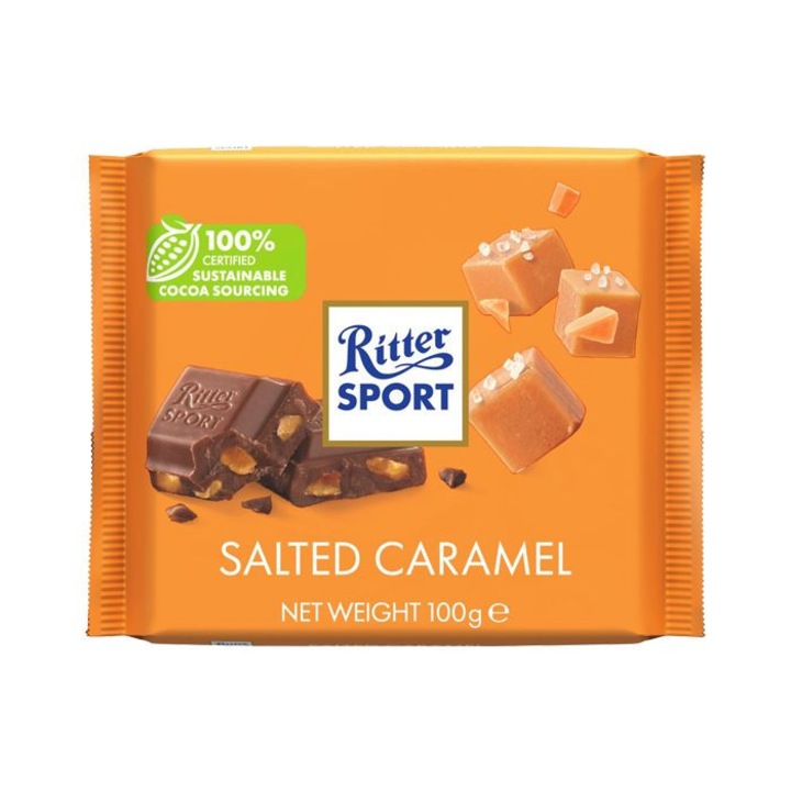 Ciocolata cu lapte, Alfred Ritter, Caramel si unt sarat, 100 g - eMAG.ro