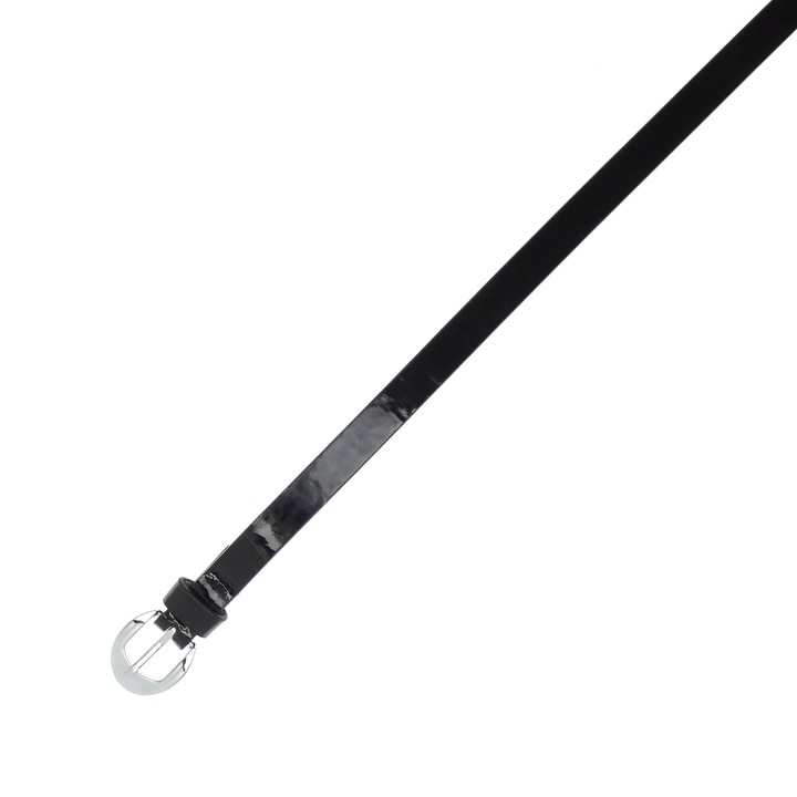 Női öv, Buticcochet, szintetikus bőr, 110 x 1,5 cm, ezüst csat, fekete - CRDD273