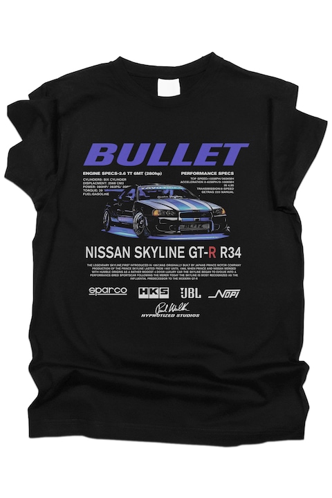 Tricou, K-off, 2 Fast 2 Furious, BULLET Nissan Skyline, negru, 3XL