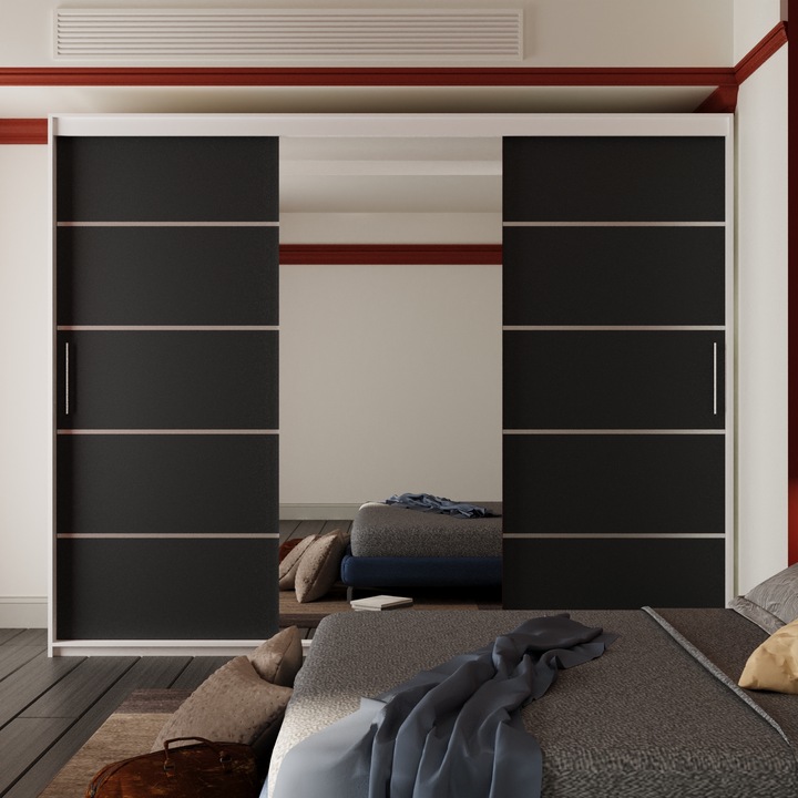 Dressing Nordis Cu Oglinda Alb si Antracit 230x60x200cm
