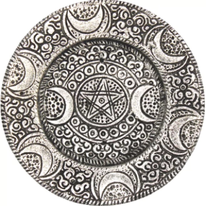 Suport conuri si betisoare parfumate, Moon Pentacle Antique Finish, 11 cm