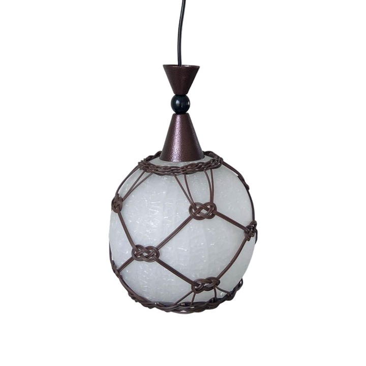Pendul BricoStar Caper, 1xe27, maro, abajur alb mat