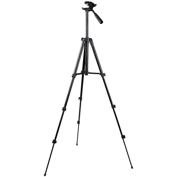 Trepied pentru telefon, universal, reglabil, 32-100 cm, telecomanda Bluetooth, negru, Dactylion®