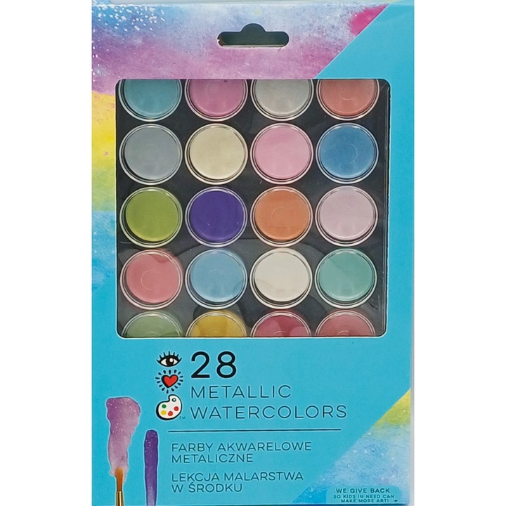 Set 28 Acuarele Metalice, Stnux, 15 x 160 x 260 mm, Multicolor