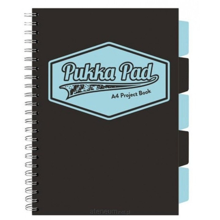 Caiet PUKKA PAD, 200 pagini, 5 separatoare, negru, A4