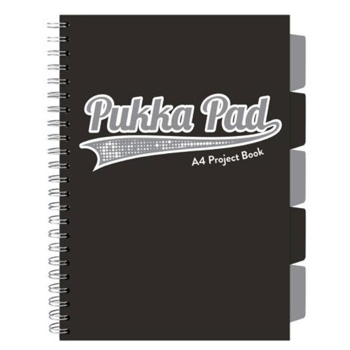 Caiet PUKKA PAD, 200 pagini, 5 separatoare, A4, negru, 22x240x295mm