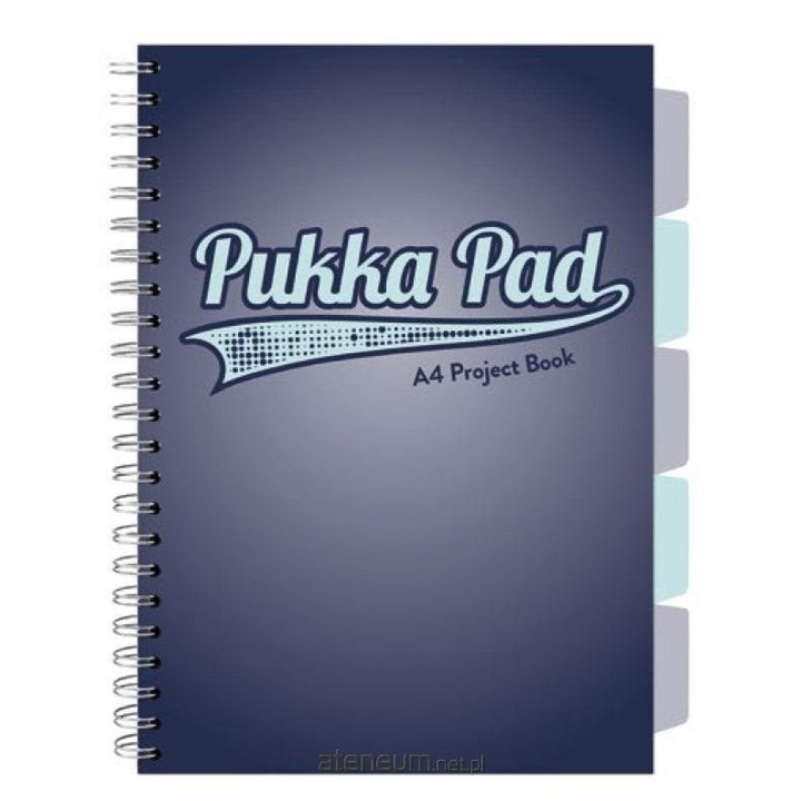 Caiet PUKKA PAD, 200 pagini, 5 separatoare, A4, albastru