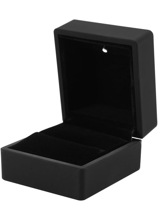 Cutie bijuterii, PVC/metal/plus, LED, negru, 6.5x6x5cm