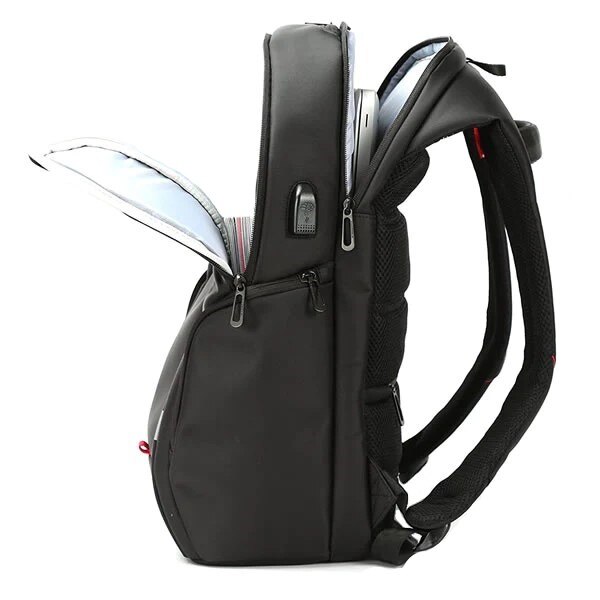 Rucsac laptop 17", cu port de incarcare USB si compartiment antisoc, Kingsons, 37x22x50 cm, Negru