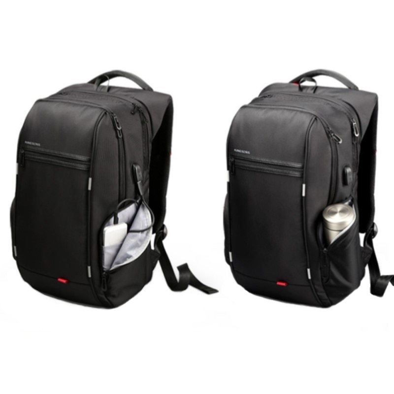 Rucsac laptop 17", cu port de incarcare USB si compartiment antisoc, Kingsons, 37x22x50 cm, Negru