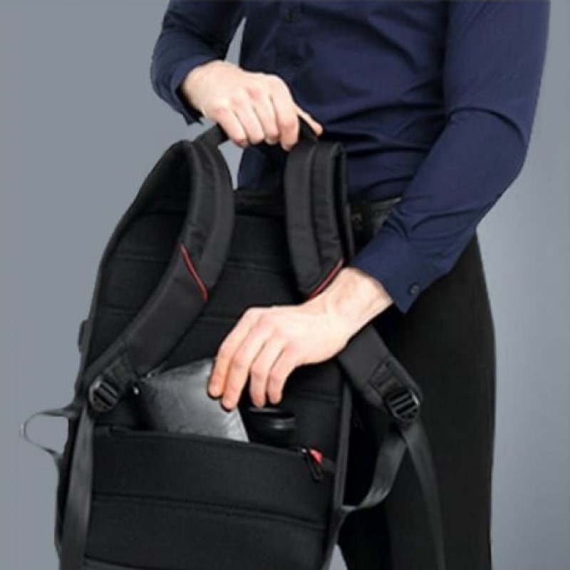 Rucsac laptop 17", cu port de incarcare USB si compartiment antisoc, Kingsons, 37x22x50 cm, Negru