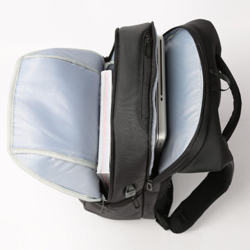 Rucsac laptop 17", cu port de incarcare USB si compartiment antisoc, Kingsons, 37x22x50 cm, Negru